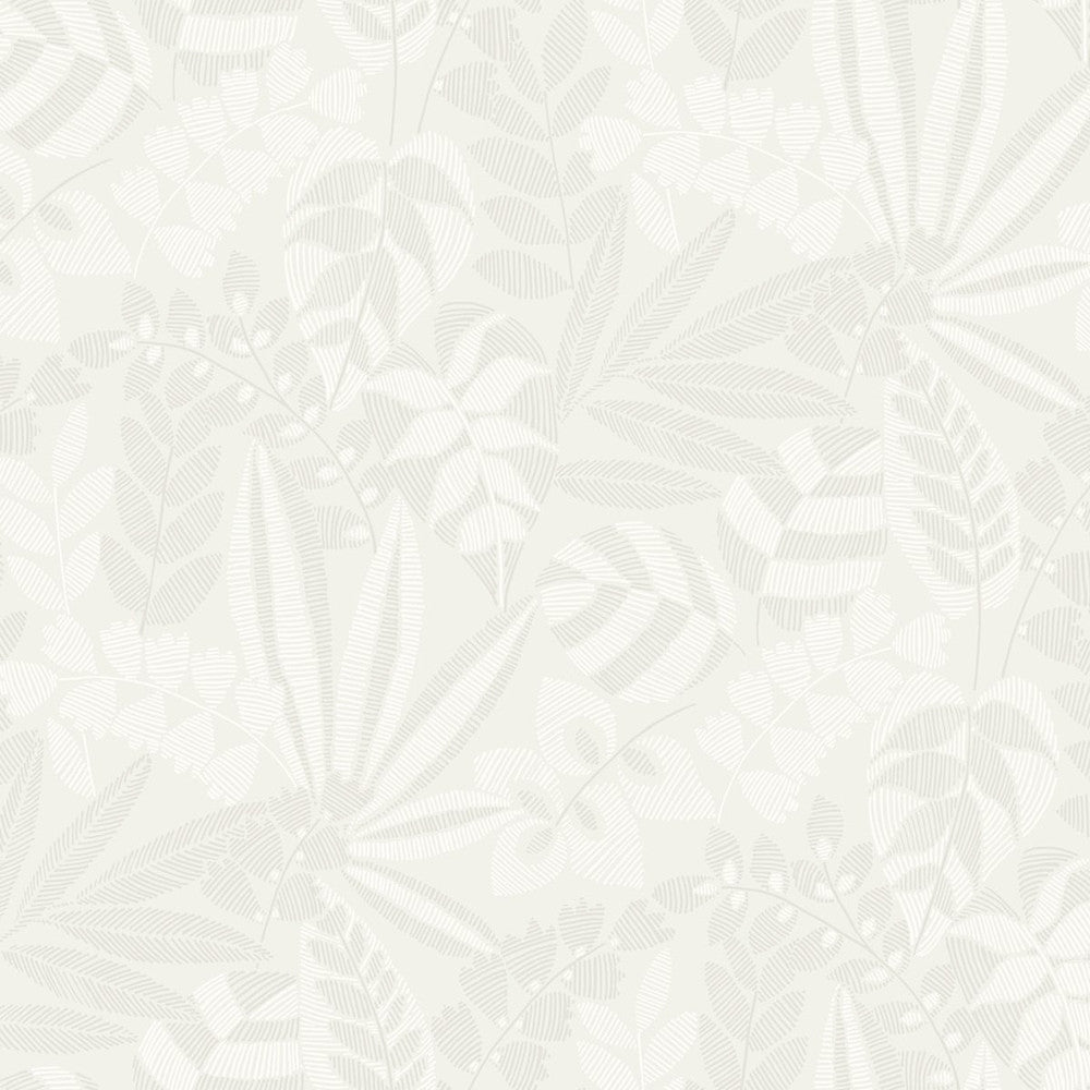 Botanica Striped Leaves Gray Mist and Ivory RY30600 by Seabrook Designs Designer Wallpaper