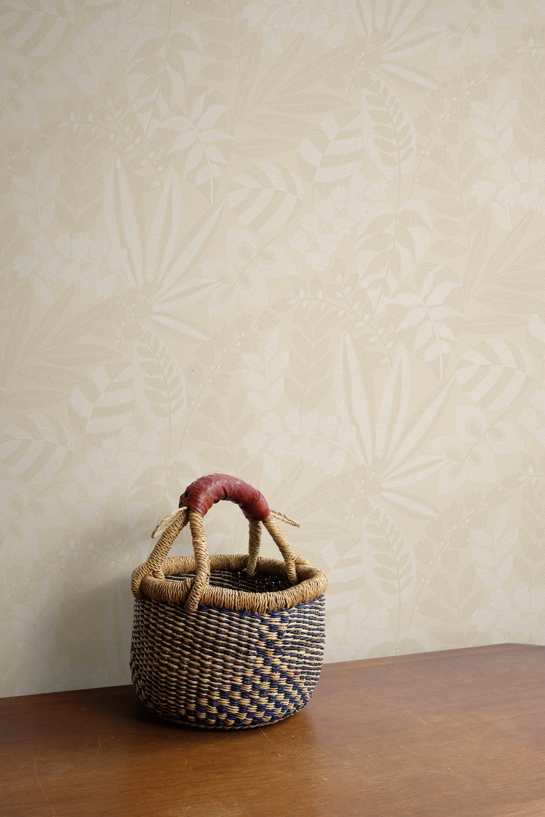 Botanica Striped Leaves Sand Dune and Ivory RY30603 by Seabrook Designs Designer Wallpaper