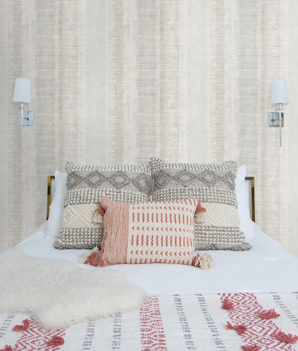 Tikki Natural Ombre Gray Mist and Ivory RY31000 by Seabrook Designs Designer Wallpaper