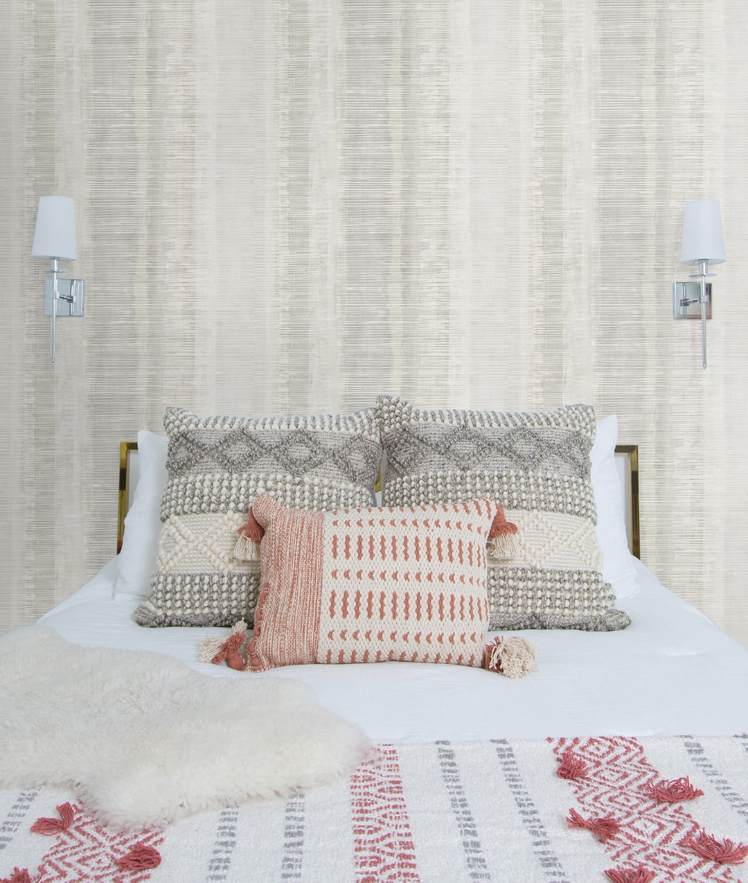 Tikki Natural Ombre Gray Mist and Ivory RY31000 by Seabrook Designs Designer Wallpaper