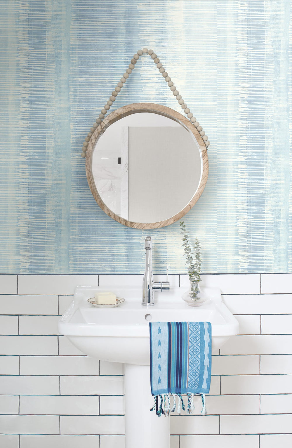 Tikki Natural Ombre Blue Oasis RY31002 by Seabrook Designs Designer Wallpaper