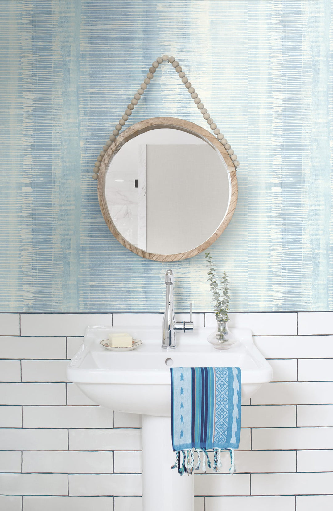 Tikki Natural Ombre Blue Oasis RY31002 by Seabrook Designs Designer Wallpaper