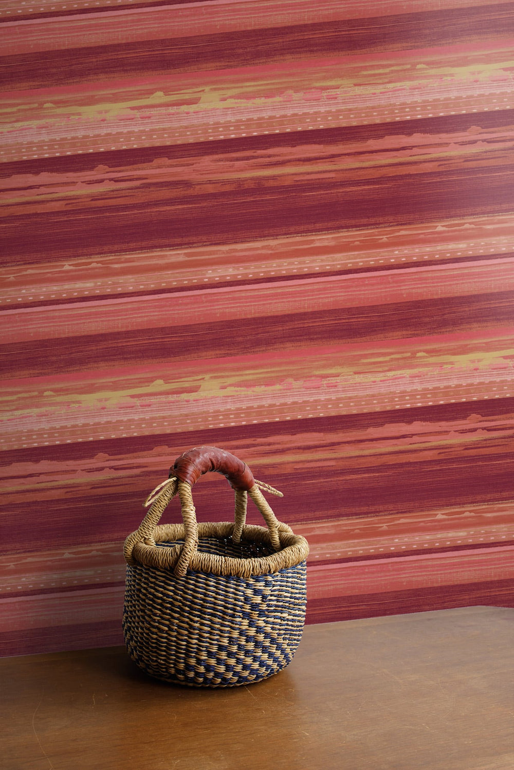 Horizon Brushed Stripe Cranberry, Scarlet, and Blonde RY31301 by Seabrook Designs Designer Wallpaper