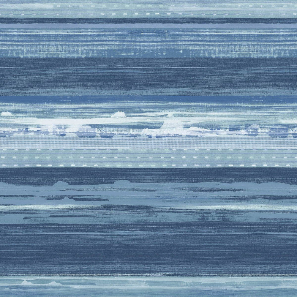 Horizon Brushed Stripe Washed Denim and Sky Blue RY31302 by Seabrook Designs Designer Wallpaper