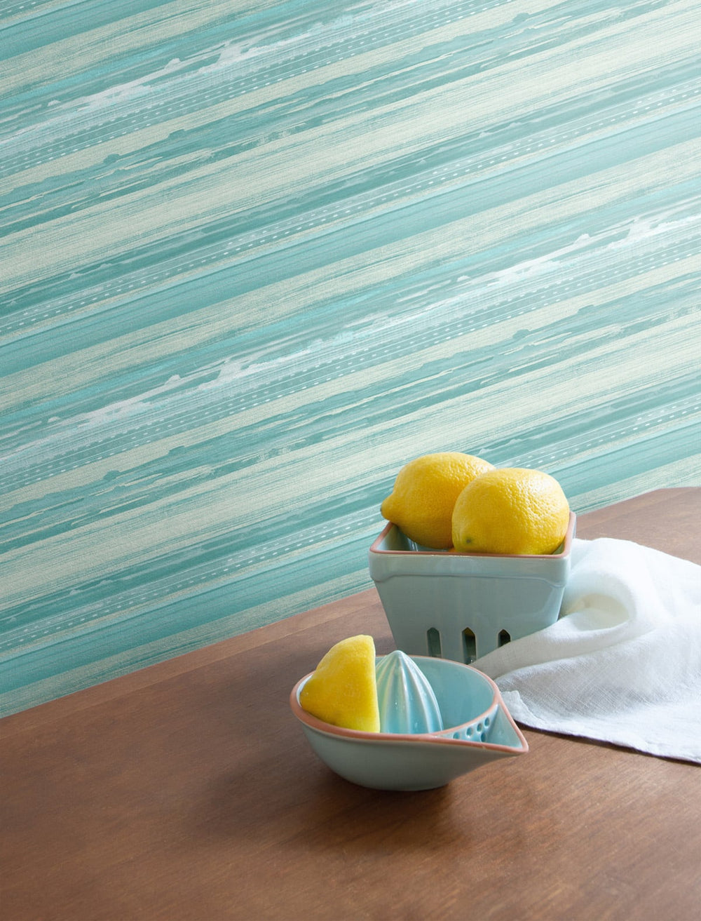 Horizon Brushed Stripe Teal, Seafoam, and Ivory RY31304 by Seabrook Designs Designer Wallpaper