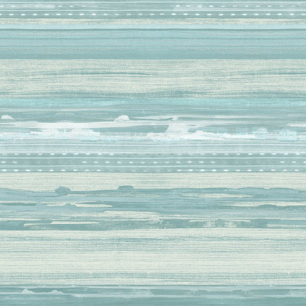 Horizon Brushed Stripe Teal, Seafoam, and Ivory RY31304 by Seabrook Designs Designer Wallpaper