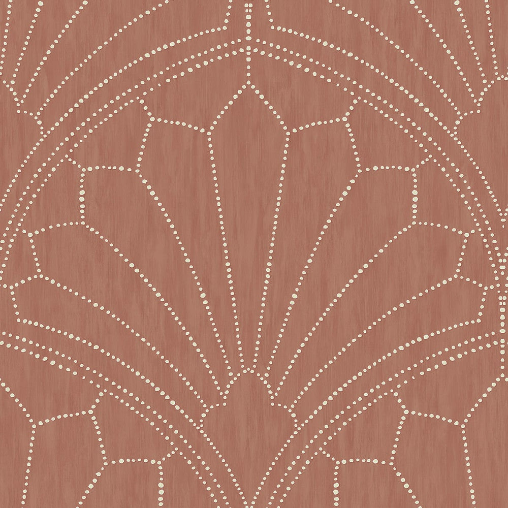 Scallop Medallion Redwood and Ivory RY31501 by Seabrook Designs Designer Wallpaper