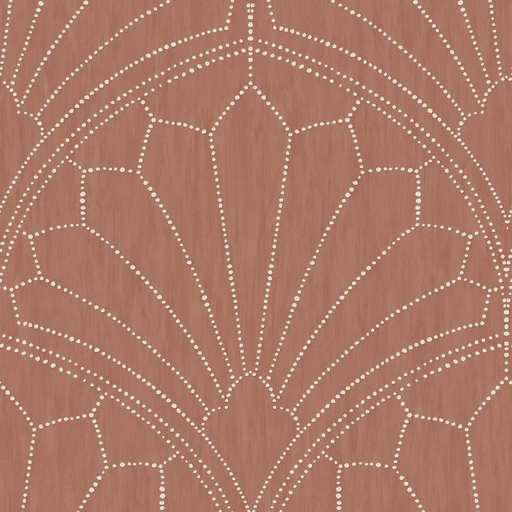 Scallop Medallion Redwood and Ivory RY31501 by Seabrook Designs Designer Wallpaper