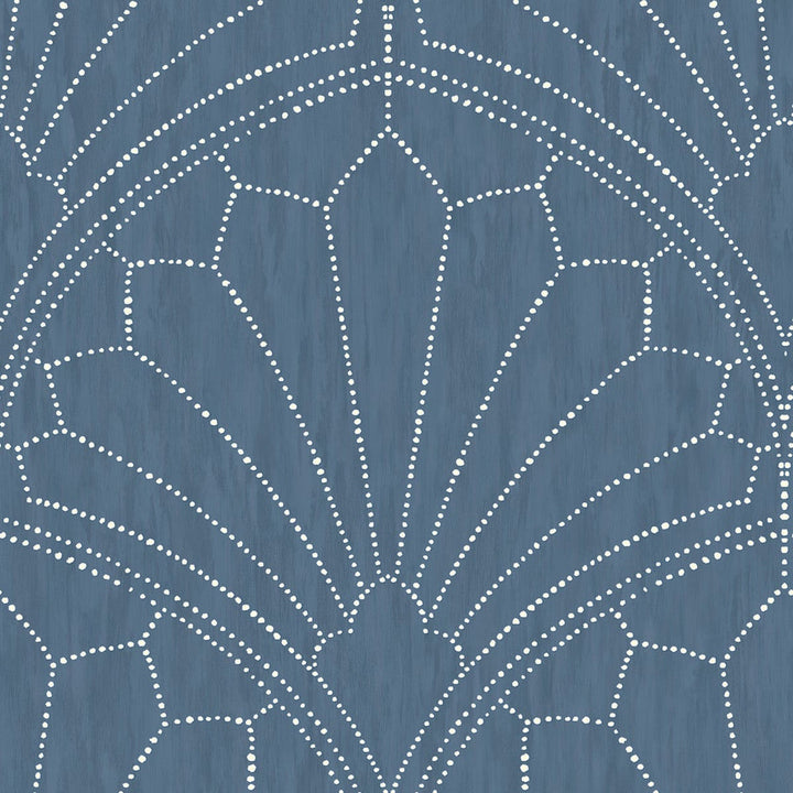 Scallop Medallion Steel Blue and Ivory RY31502 by Seabrook Designs Designer Wallpaper