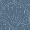 Seabrook Designs Wallpaper Scallop Medallion Steel Blue and Ivory RY31502