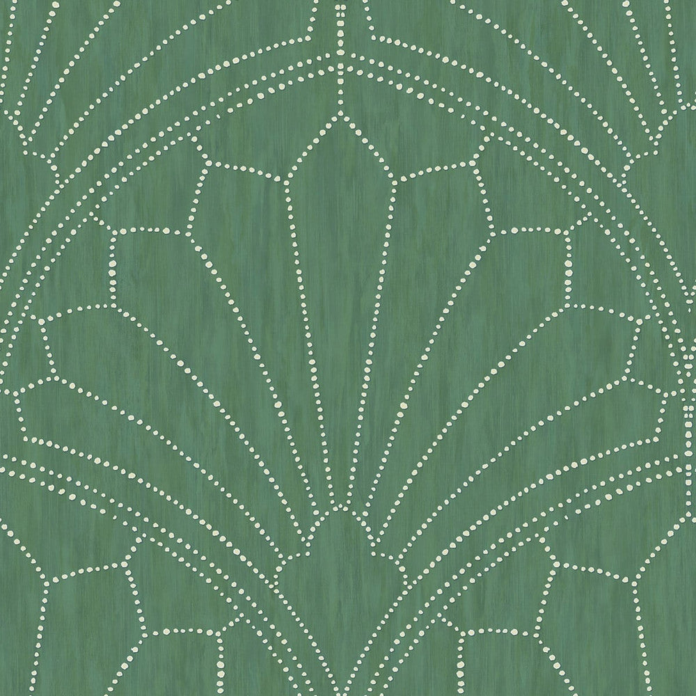 Scallop Medallion Jade and Ivory RY31504 by Seabrook Designs Designer Wallpaper