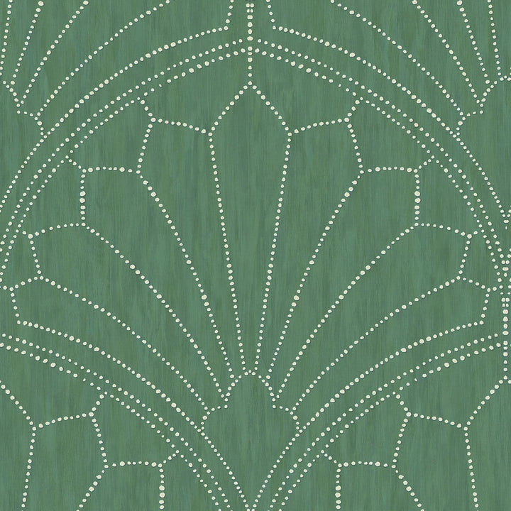 Scallop Medallion Jade and Ivory RY31504 by Seabrook Designs Designer Wallpaper