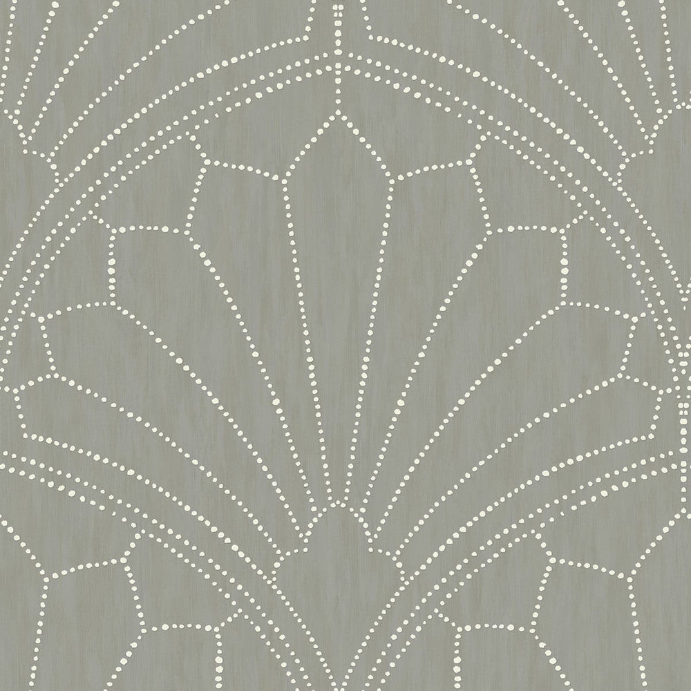 Scallop Medallion Cinder Gray and Ivory RY31515 by Seabrook Designs Designer Wallpaper