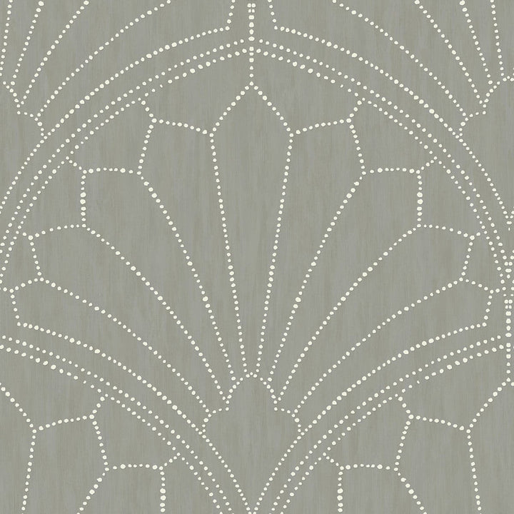 Scallop Medallion Cinder Gray and Ivory RY31515 by Seabrook Designs Designer Wallpaper