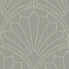 Seabrook Designs Wallpaper Scallop Medallion Cinder Gray and Ivory RY31515