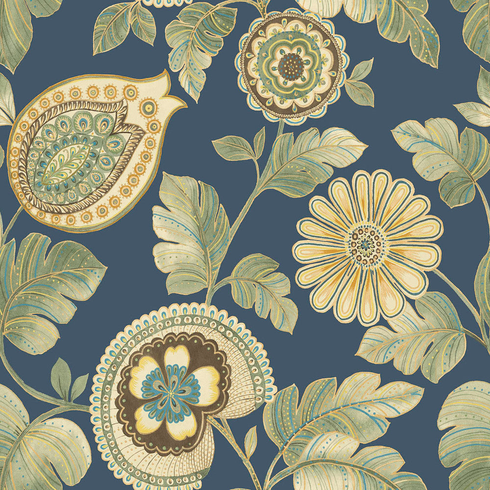 Calypso Paisley Leaf Fabric Champlain and Rosemary RY31912F by Seabrook Designs Designer Fabric