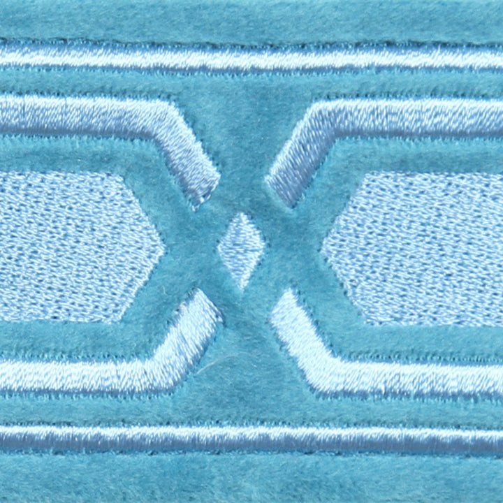 Roman Key Aqua by Europatex Designer Fabric Roman Key 100 % Polyester 2.00" 2.00 inches - Swanky Fabrics -