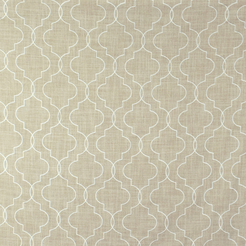 S2654 Oyster by Greenhouse Designer Fabric 100% Polyester With 100% Viscose Embroidery India 9,000 double rubs </p><p>Repeat: 6.5" H, 6.5" V 52" - Swanky Fabrics -