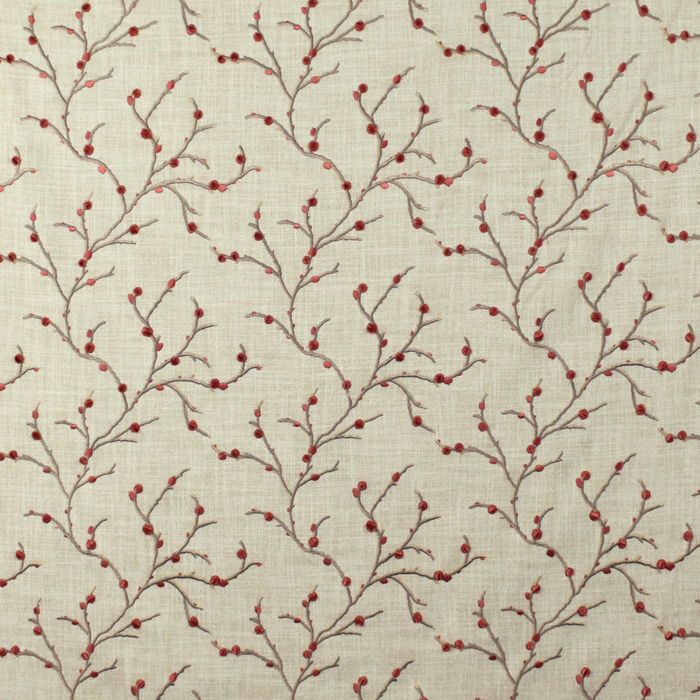 S2670 Rosehip by Greenhouse Designer Fabric S34: Statement Embroideries 100% Polyester With 100% Viscose Embroidery India 9,000 double rubs </p><p>Repeat: 10.5" H, 9.5" V 52" - Swanky Fabrics -
