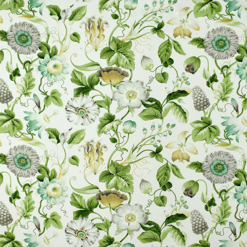 S2713 Green Tea by Greenhouse Designer Fabric 100% Cotton Peru 15,000 double rubs </p><p>Repeat: 27" H, 17" V 54" - Swanky Fabrics -