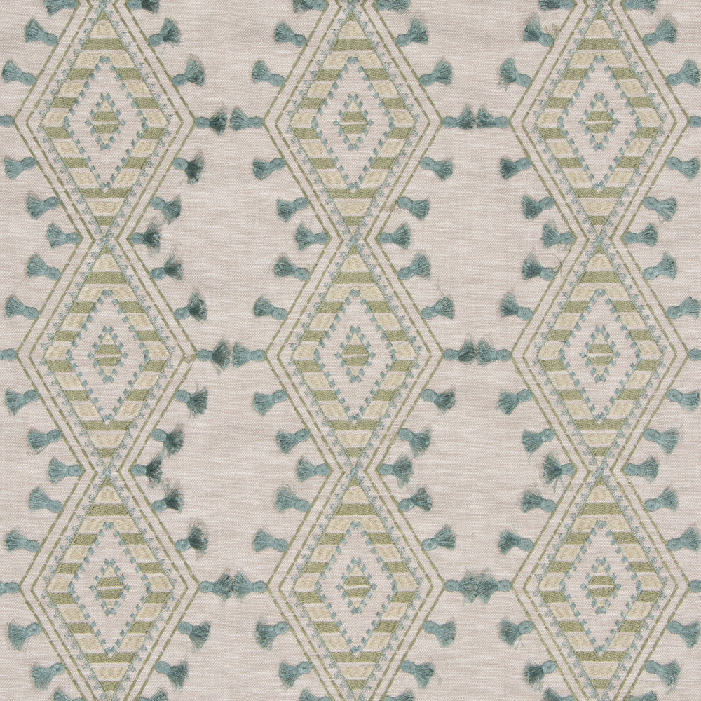 S3182 Greenery by Greenhouse Designer Fabric M03: Memos by Color 71% Polyester, 29% Cotton With 100% Polyester Embroidery India 9,000 double rubs </p><p>Repeat: 6.5" H, 6.25" V 52" - Swanky Fabrics -