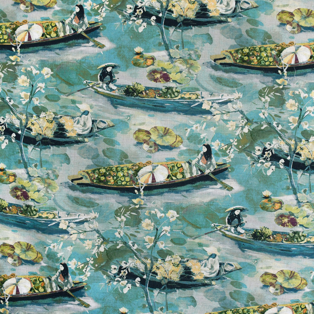 S3615 Lagoon by Greenhouse Designer Fabric M05: Memos by Color 95% Polyester, 5% Linen China 53,000 double rubs </p><p>Repeat: 28" H, 27" V 58" - Swanky Fabrics -