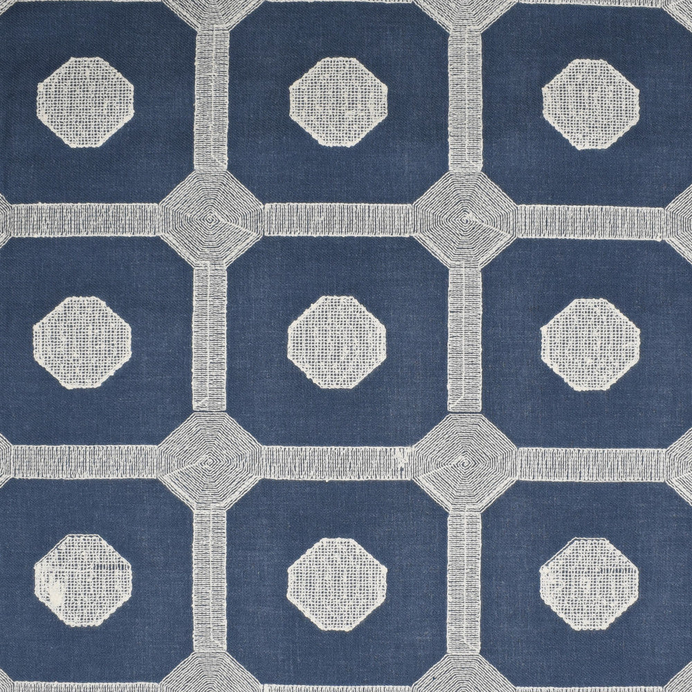 S4013 Denim by Greenhouse Designer Fabric 68% Polyester, 21% Linen, 11% Cotton With 100% Cotton Embroidery India 9,000 </p><p>Repeat: 4.5" H, 4.7" V 52" - Swanky Fabrics -