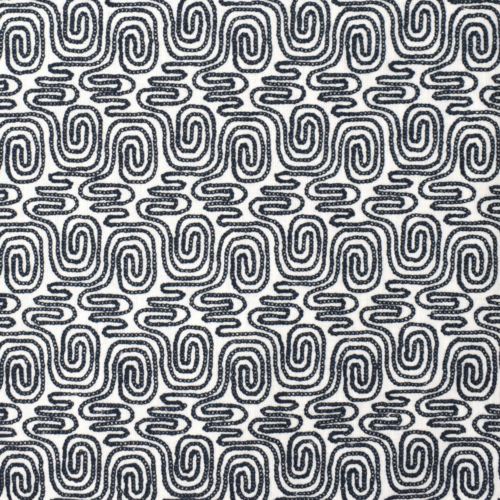 S4030 Navy by Greenhouse Designer Fabric 73% Cotton, 27% Polyester With 100% Cotton Embroidery India DRAPERY double rubs </p><p>Repeat: 6" H, 6" V 56" - Swanky Fabrics -
