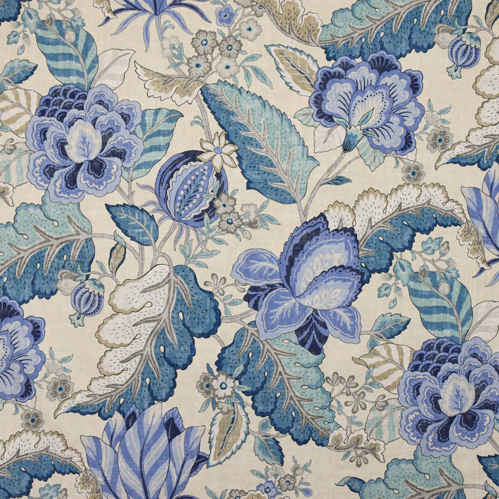 S4808 Blues by Greenhouse Designer Fabric S69: Rain 100% Cotton Spain 6,000 double rubs Soil & Stain Repellent </p><p>Repeat: 27" H, 35.5" V 54" - Swanky Fabrics -