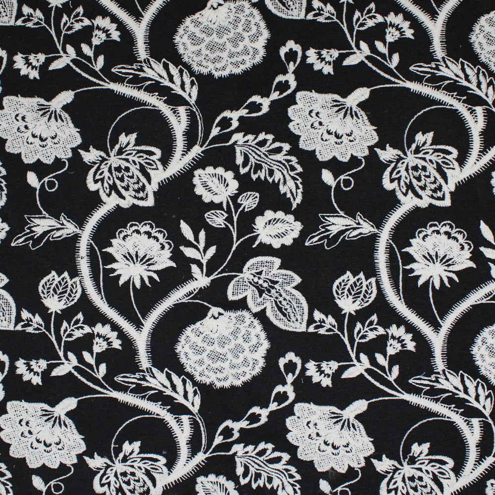S5058 Black by Greenhouse Designer Fabric 70% Polyester, 30% Cotton India Drapery </p><p>Repeat: 8.5" H, 9.45" V 54" - Swanky Fabrics -