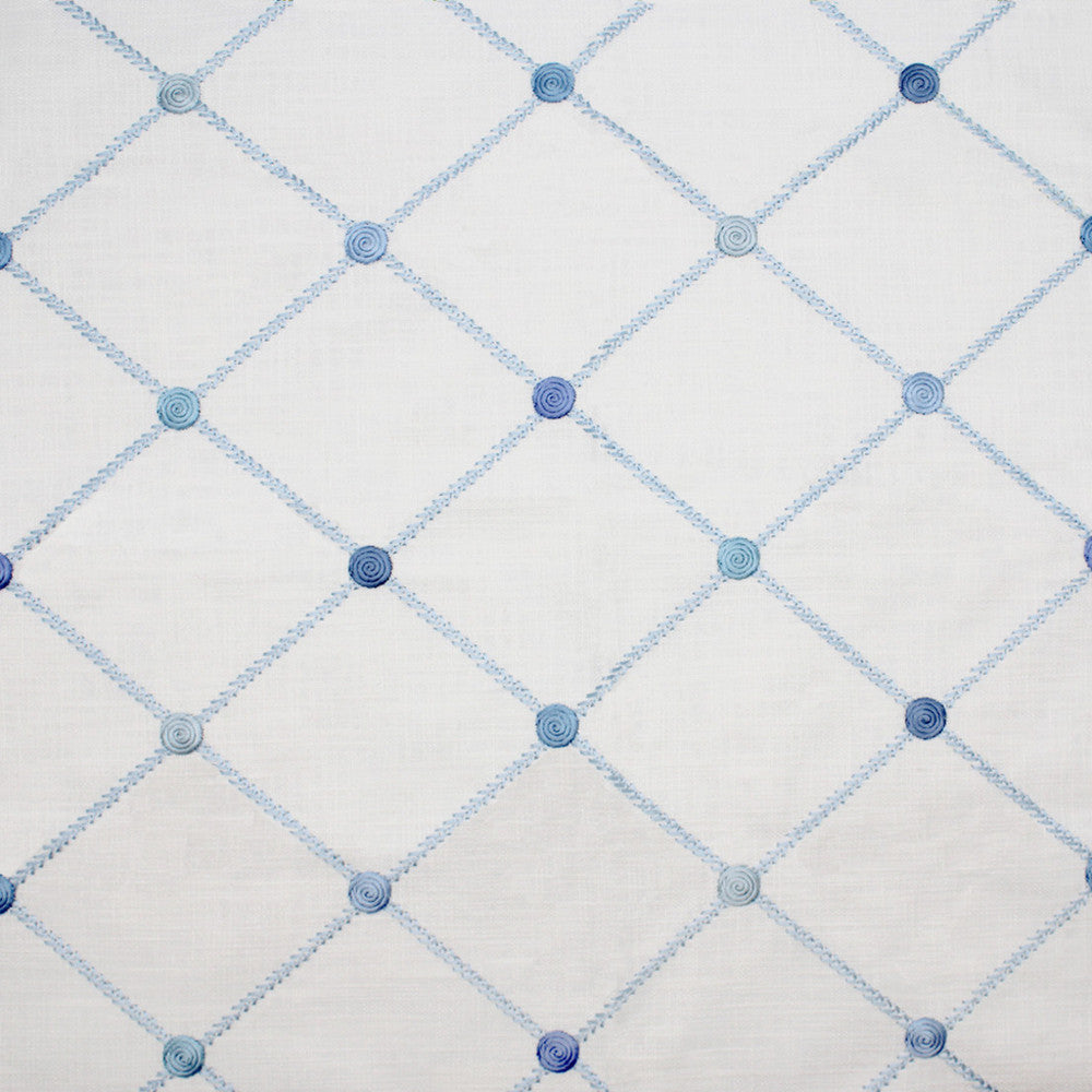S5073 Porcelain Blue by Greenhouse Designer Fabric 80% Cotton, 20% Viscose With 100% Viscose Embroidery India 7,500 </p><p>Repeat: 4.375" H, 5.125" V 52" - Swanky Fabrics -