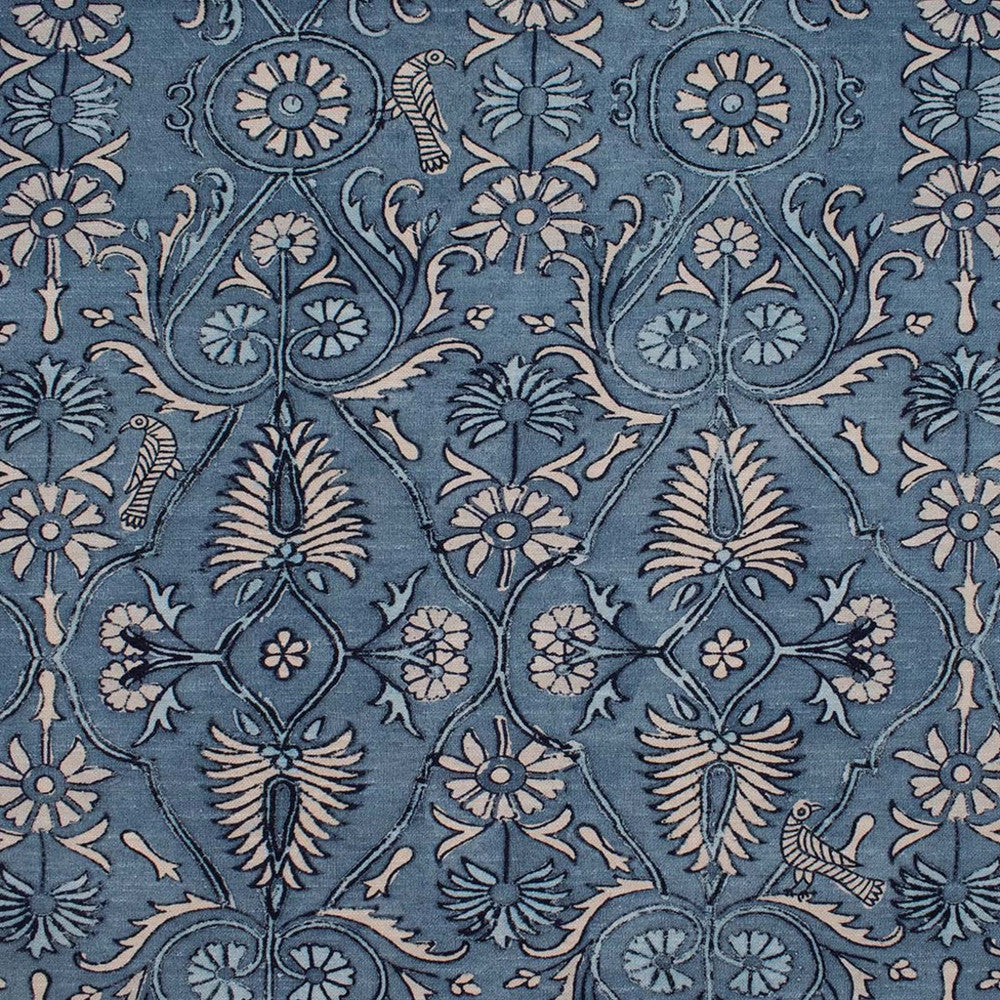 S5837 Aegean Blue by Greenhouse Designer Fabric 75% Cotton, 25% Linen Pakistan 18,000 </p><p>Repeat: 27" H, 32" V 54" - Swanky Fabrics -