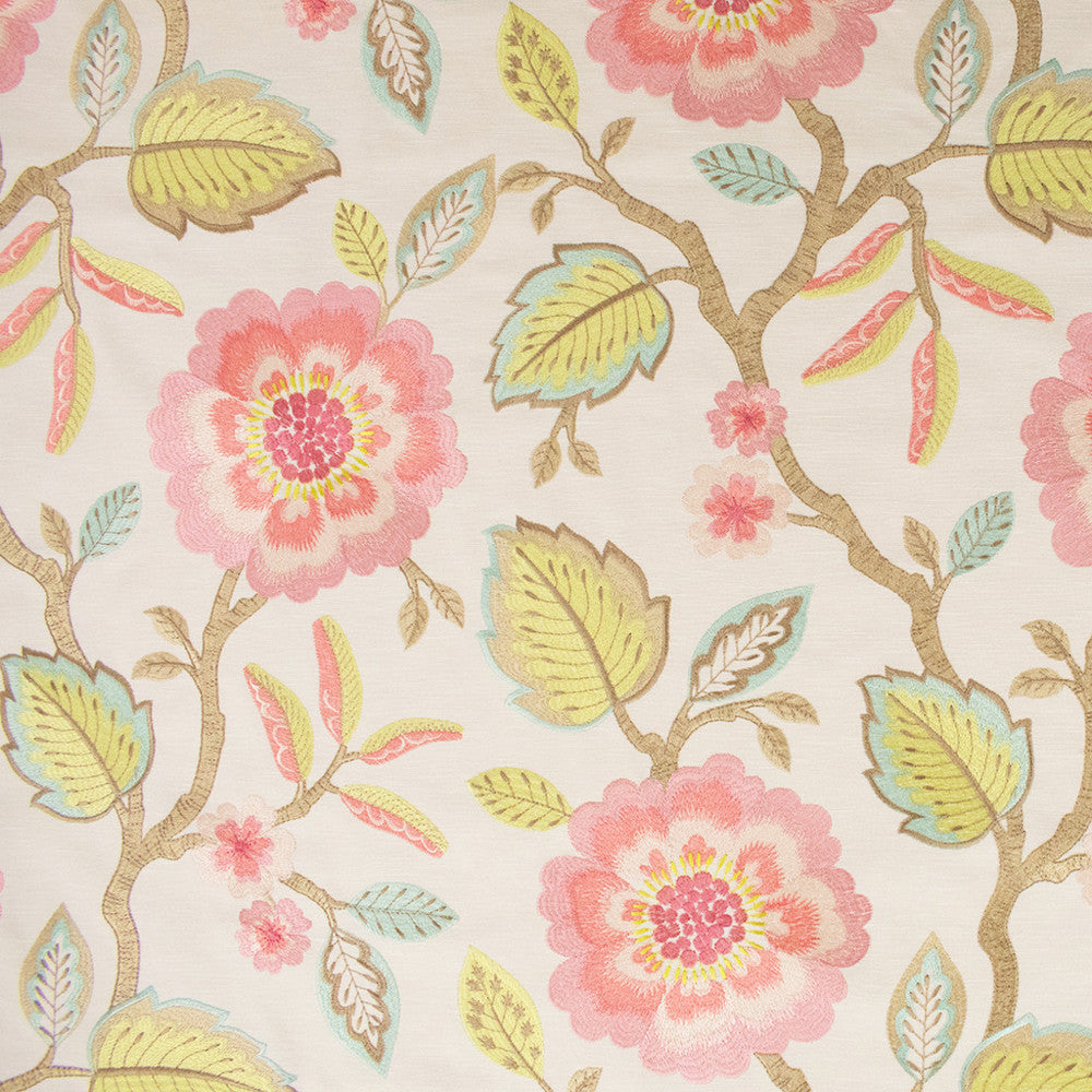 S6344 Bella Pink by Greenhouse Designer Fabric 76% Polyester, 24% Cotton With 100% Viscose Embroidery India 9,000 </p><p>Repeat: 17" H, 18.25" V 51" - Swanky Fabrics -