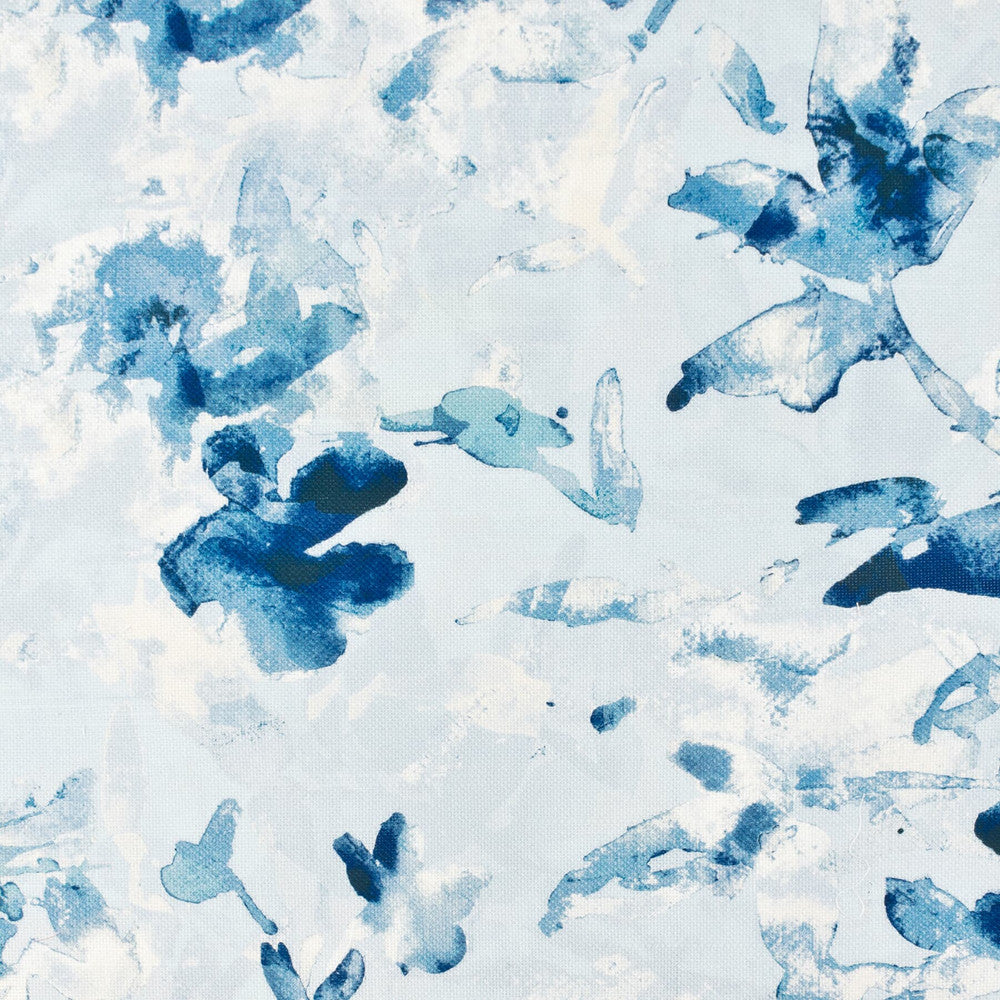 Sanibel 3 Bluebird by Stout Designer Fabric COMFORTABLE LIVING BREEZE/INDIGO 100%COT CHINA CATB 117-2013 WYZENBEEK 39 000 DOUBLE RUB WEAR TEST (HEAVY DUTY) Horizontal: 13.5 and Vertical: 25.25 54 in - Swanky Fabrics -