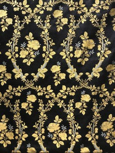Old World Weavers Fabric Lampas Torcello Gold On Black SB78010001