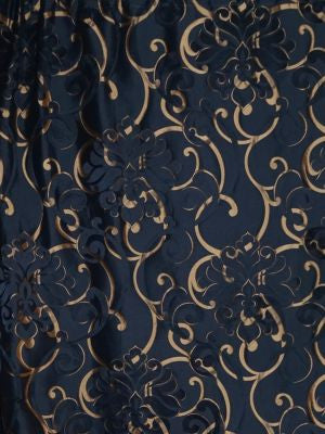 Cimarosa Midnight SB10590004 by Old World Weavers Designer Fabric 73% SILK 27% LINEN ITALY Horizontal: 27.25" and Vertical: 28" 56 - Swanky Fabrics -