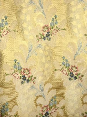 Cheverny Pink & Blue On Yellow SB02890005 by Old World Weavers Designer Fabric CLASSICS 50% SILK 45% VISCOSE 5% COTTON ITALY LIGHT DUTY Horizontal: 18.5" and Vertical: 11" 55 - Swanky Fabrics -