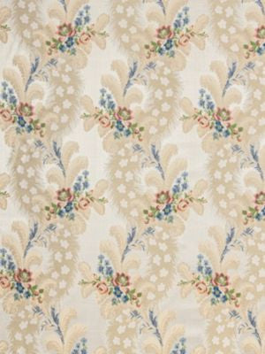 Cheverny Rose & Blue On Ivory SB02890006 by Old World Weavers Designer Fabric CLASSICS 50% SILK 45% VISCOSE 5% COTTON ITALY LIGHT DUTY Horizontal: 18.5" and Vertical: 11" 55 - Swanky Fabrics -
