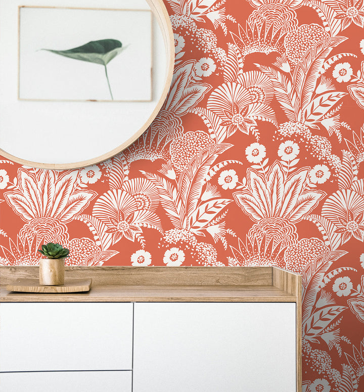 Suvi Palm Grove Coral Glow SC20101 by Seabrook Designs Designer Wallpaper