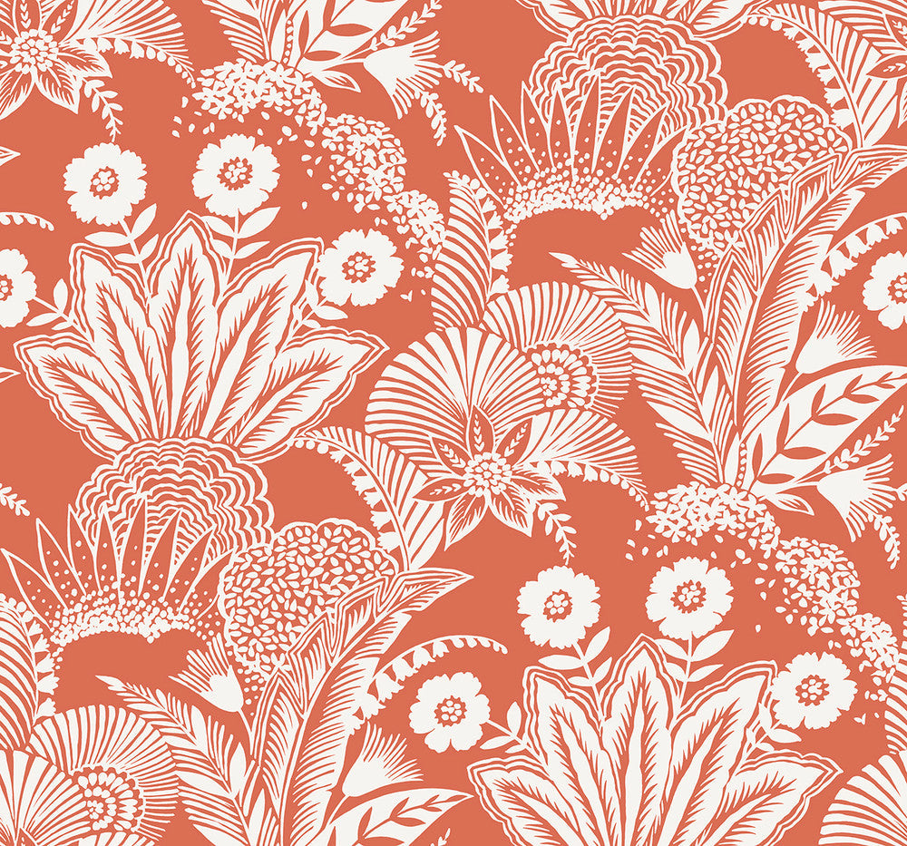 Suvi Palm Grove Coral Glow SC20101 by Seabrook Designs Designer Wallpaper