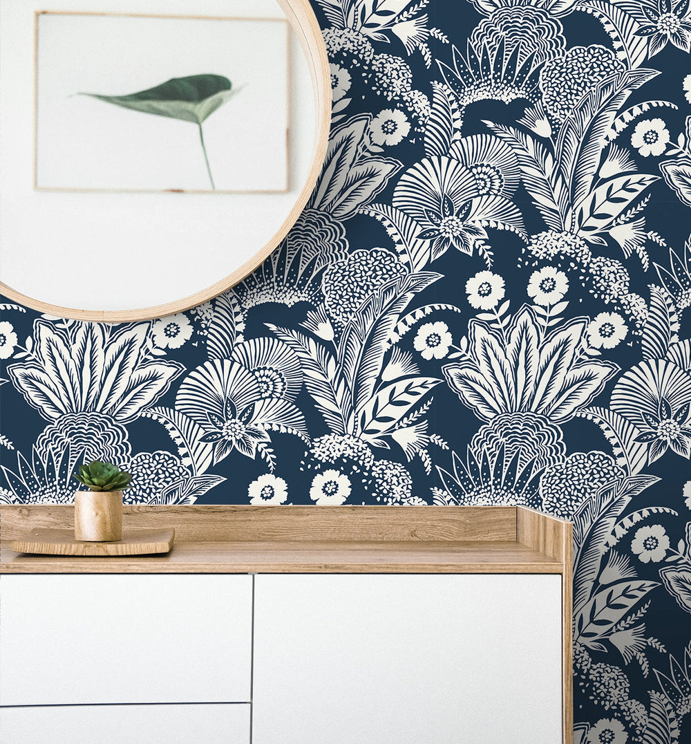 Suvi Palm Grove Nautical Blue SC20102 by Seabrook Designs Designer Wallpaper