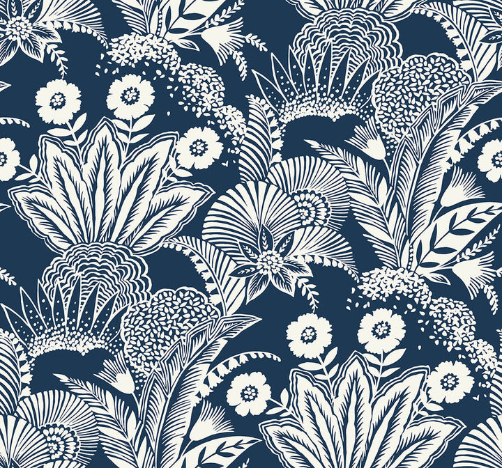 Suvi Palm Grove Nautical Blue SC20102 by Seabrook Designs Designer Wallpaper