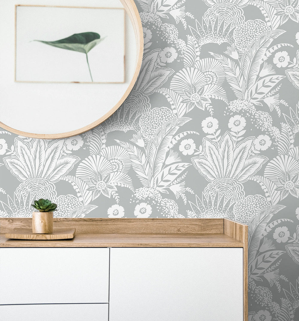 Suvi Palm Grove Bluish Gray SC20108 by Seabrook Designs Designer Wallpaper