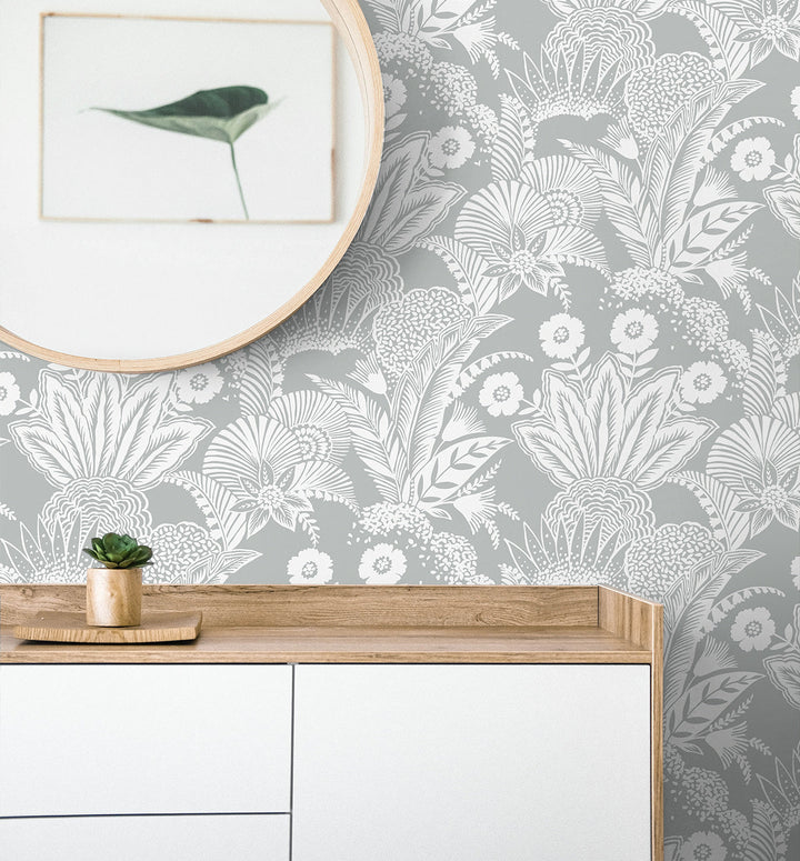 Suvi Palm Grove Bluish Gray SC20108 by Seabrook Designs Designer Wallpaper