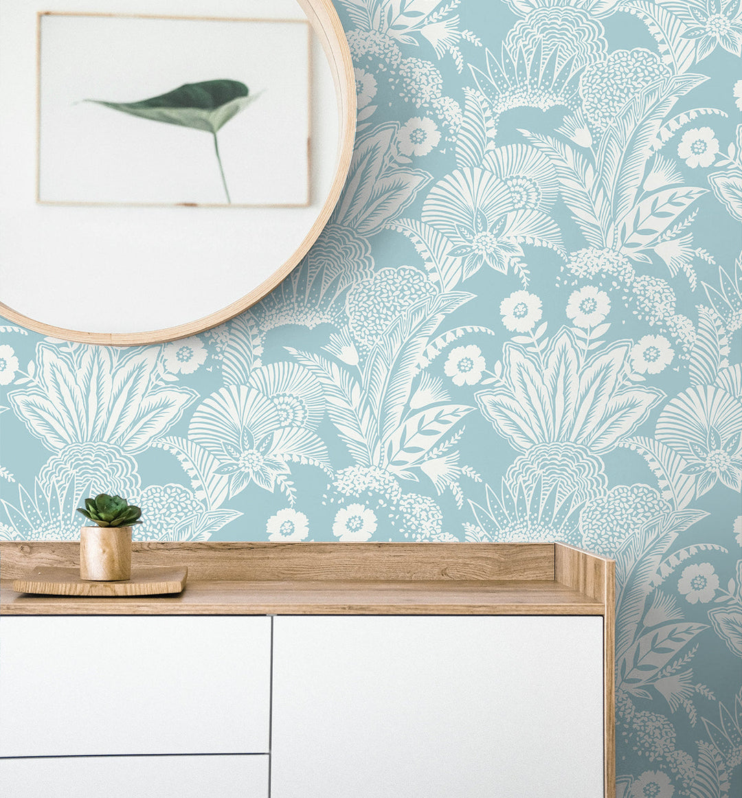 Suvi Palm Grove Sky Blue SC20112 by Seabrook Designs Designer Wallpaper