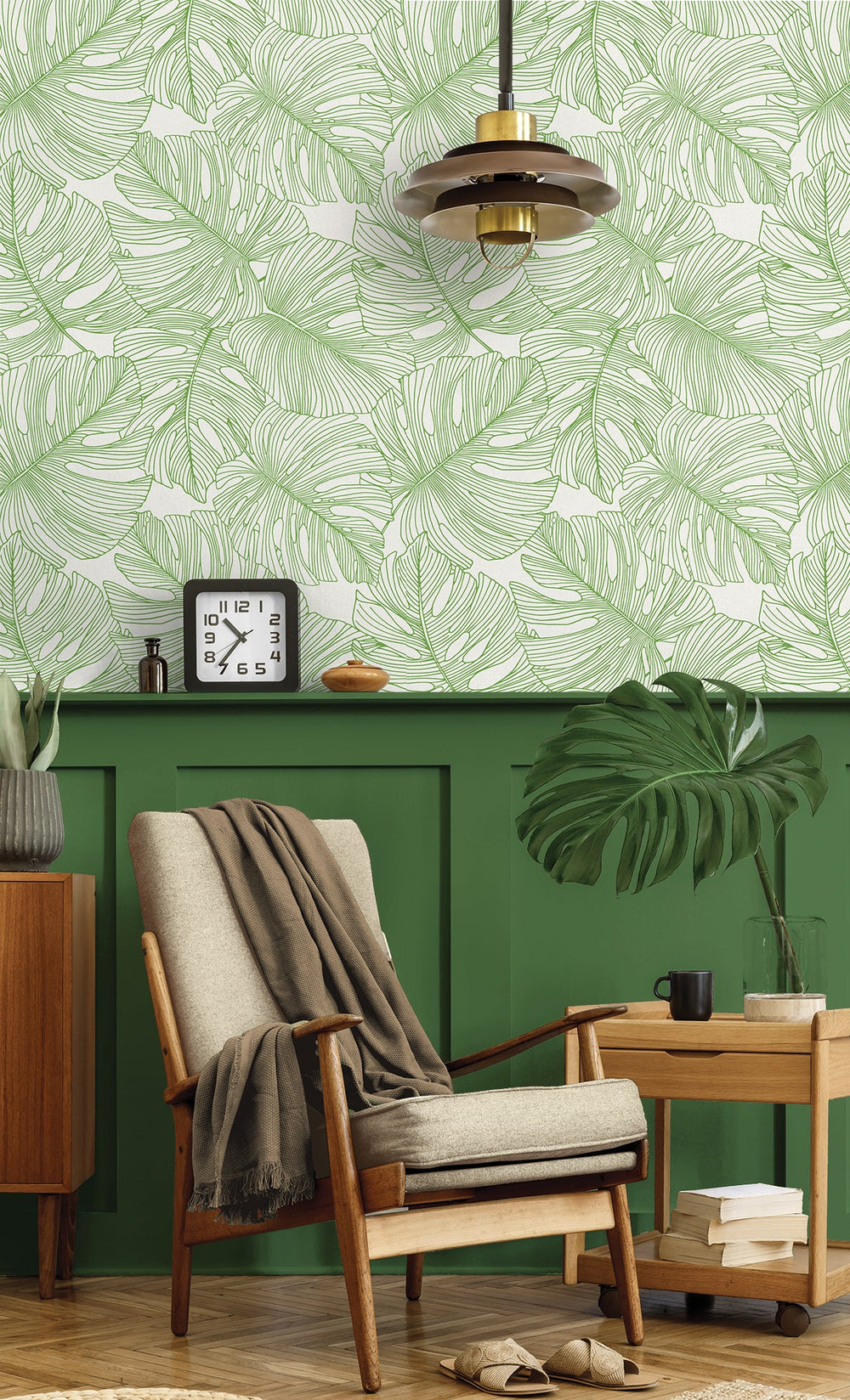 Tarra Monstera Leaf Hill Green SC20204 by Seabrook Designs Designer Wallpaper