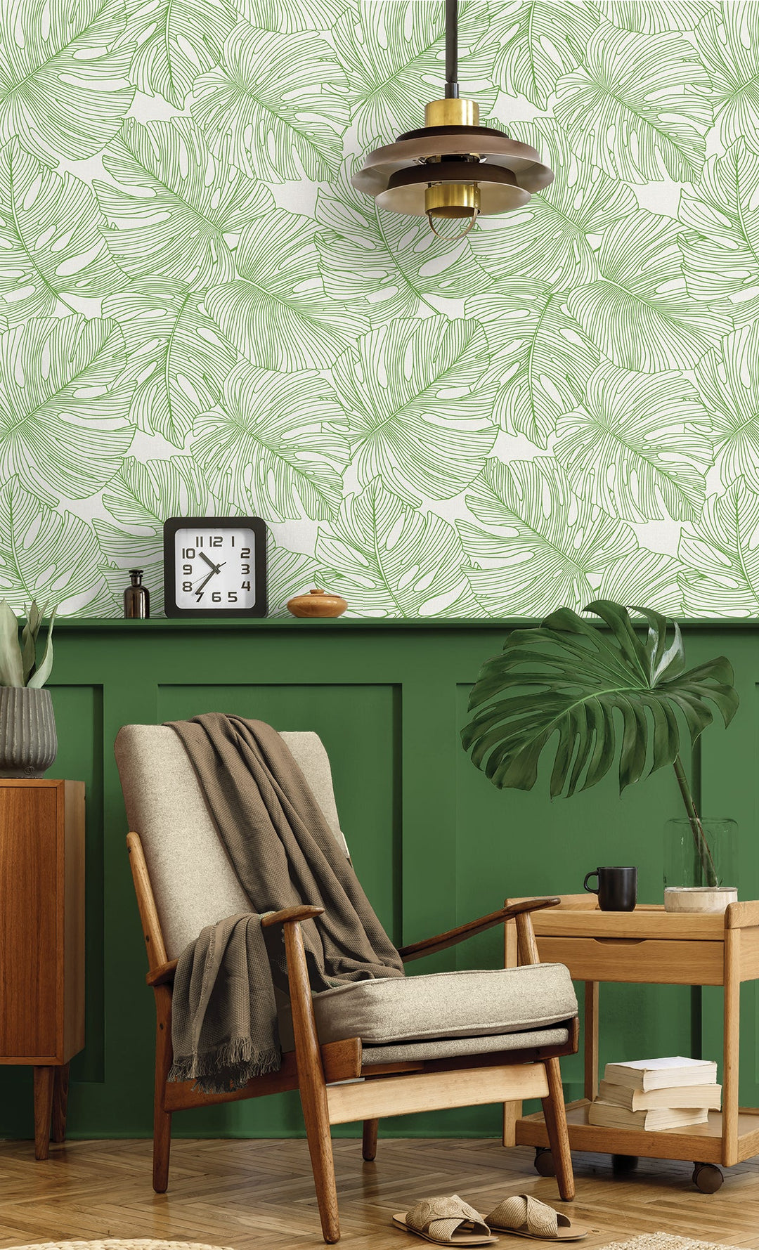 Tarra Monstera Leaf Hill Green SC20204 by Seabrook Designs Designer Wallpaper