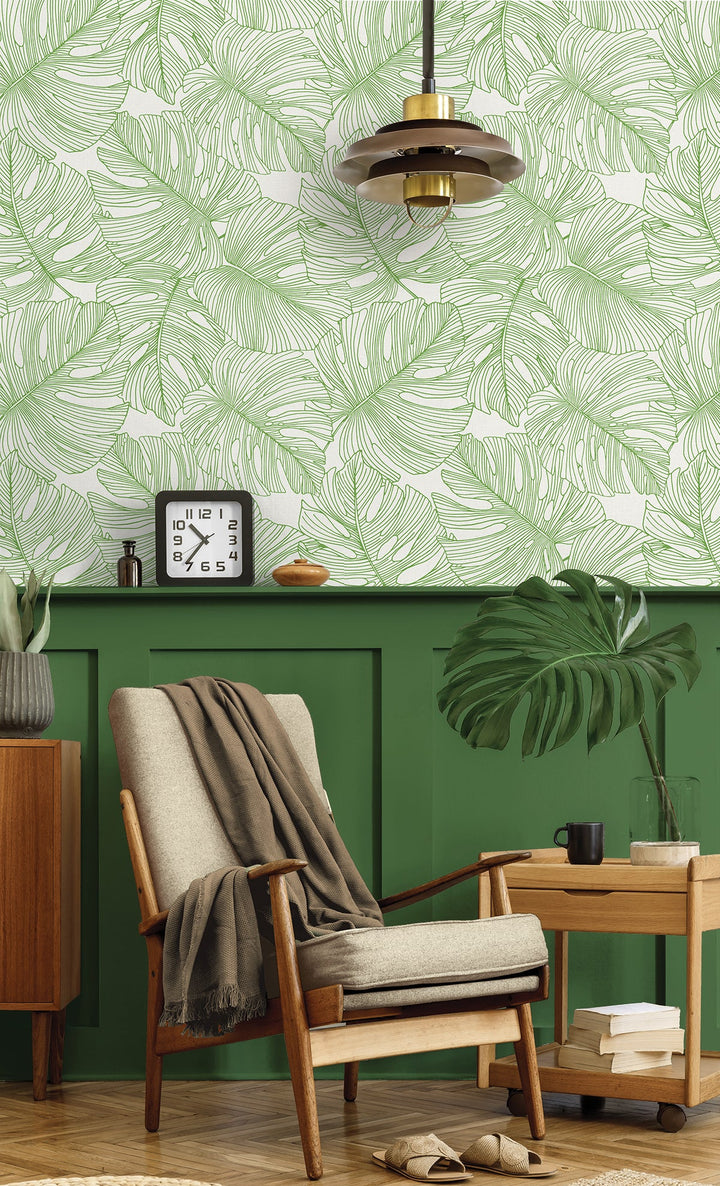 Tarra Monstera Leaf Hill Green SC20204 by Seabrook Designs Designer Wallpaper