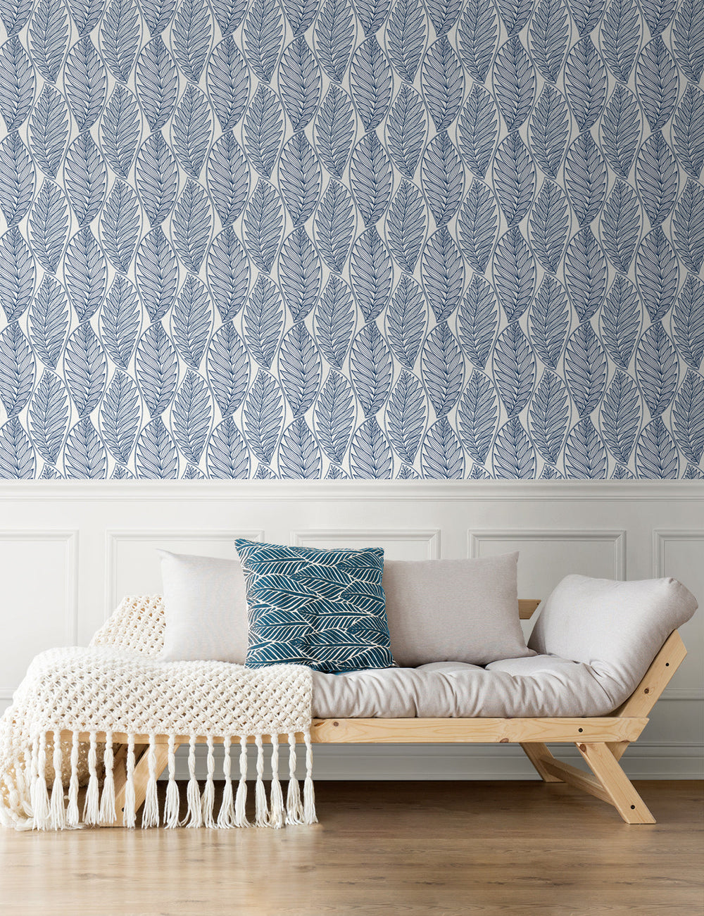 Kira Leaf Husk Blue Suede SC20302 by Seabrook Designs Designer Wallpaper