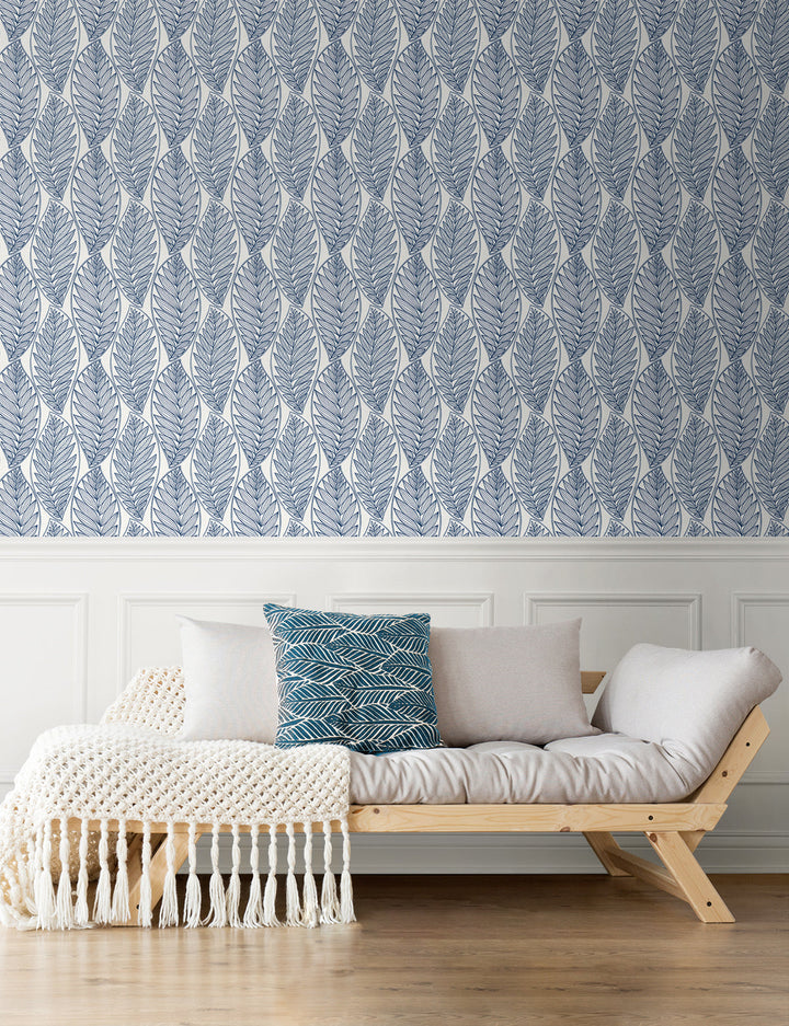 Kira Leaf Husk Blue Suede SC20302 by Seabrook Designs Designer Wallpaper